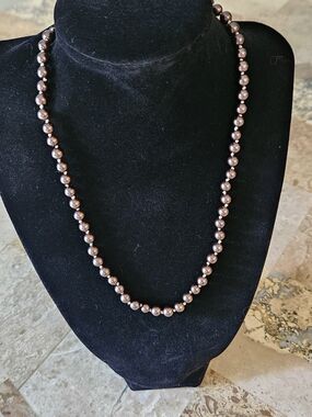 Joan Rivers Faux Pearl 925 Sterling Silver Necklace Brown